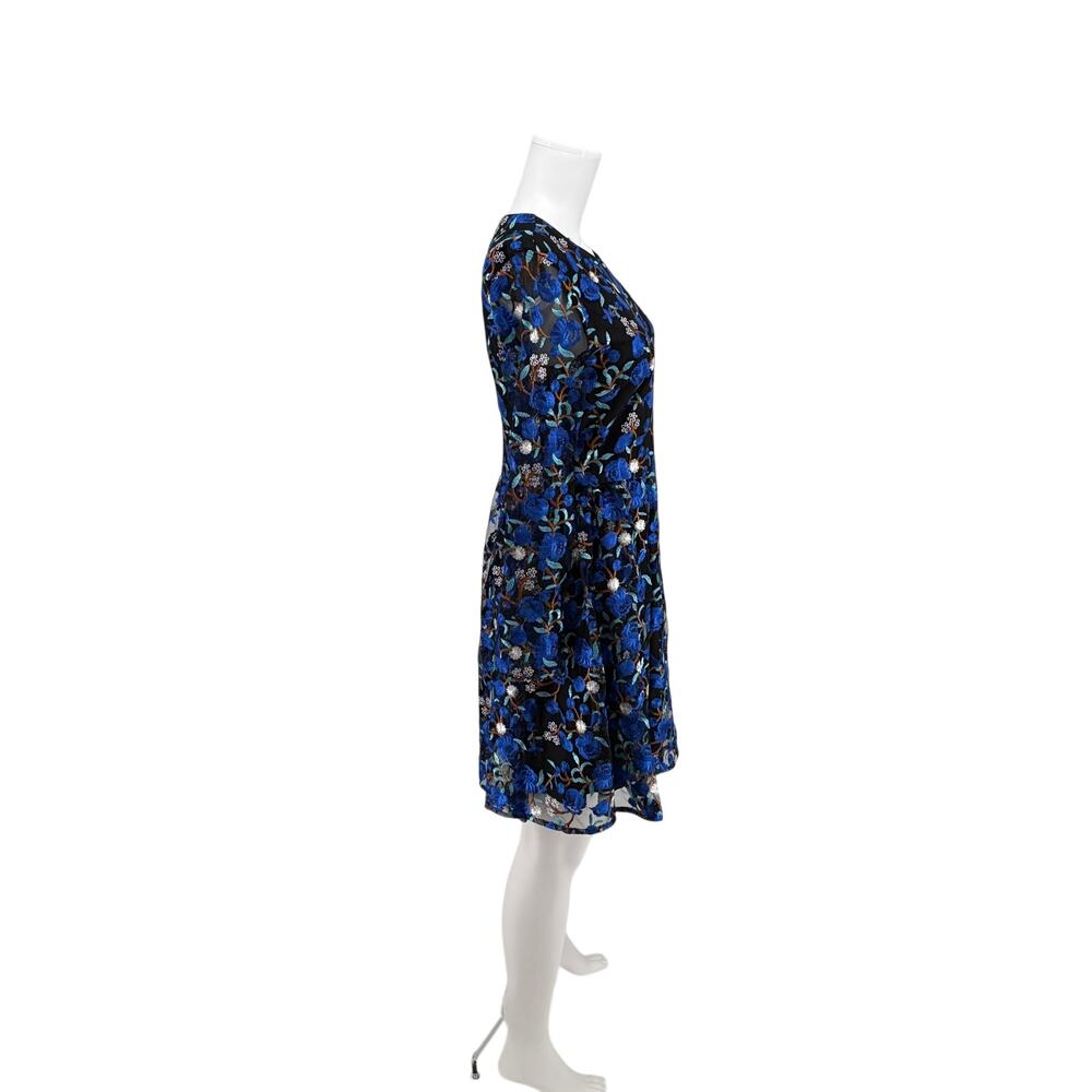 NWT Belle by Badgley Mischka Blue Floral Embroidered Mesh Dress Size 6 - Picture 2 of 7